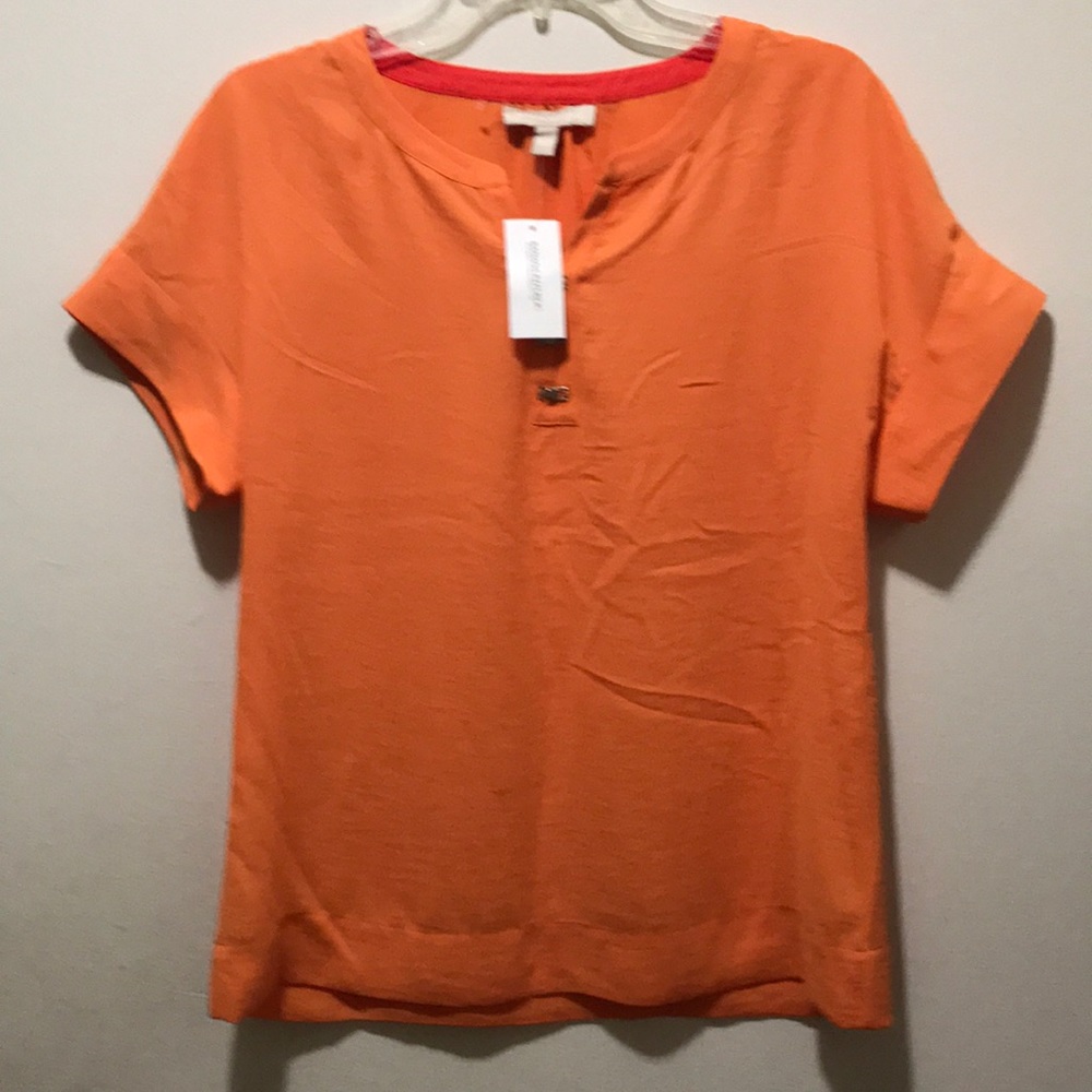NWT Banana Republic Top size S Orange Pumpkin Metal Claps